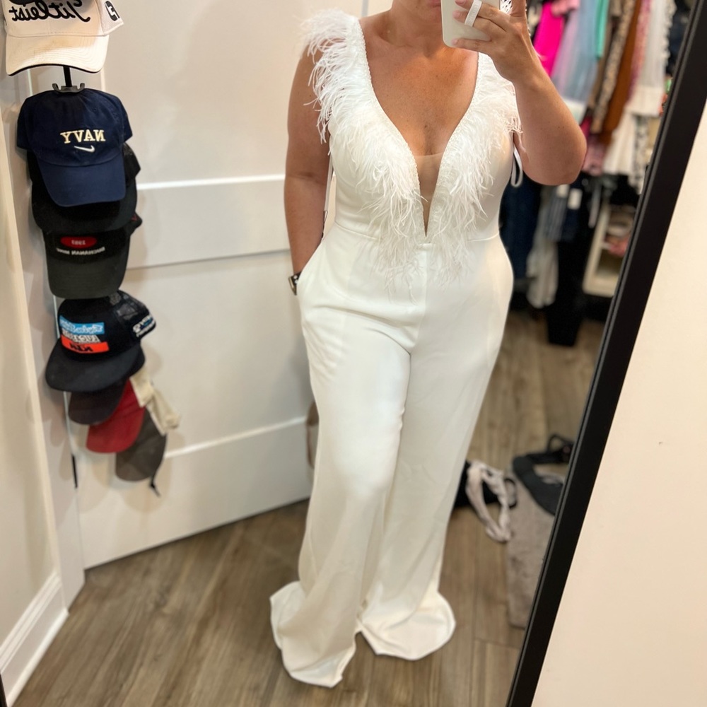 Alyce Formal Feather Jumpsuit